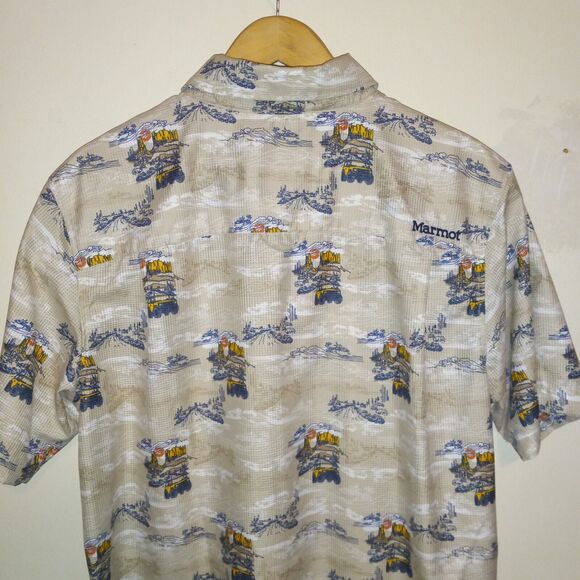 Marmot x Bronco Syrocco Button Front Shirt-Large-Vented-Quick Dry-UPF-Pocket - Picture 7 of 10